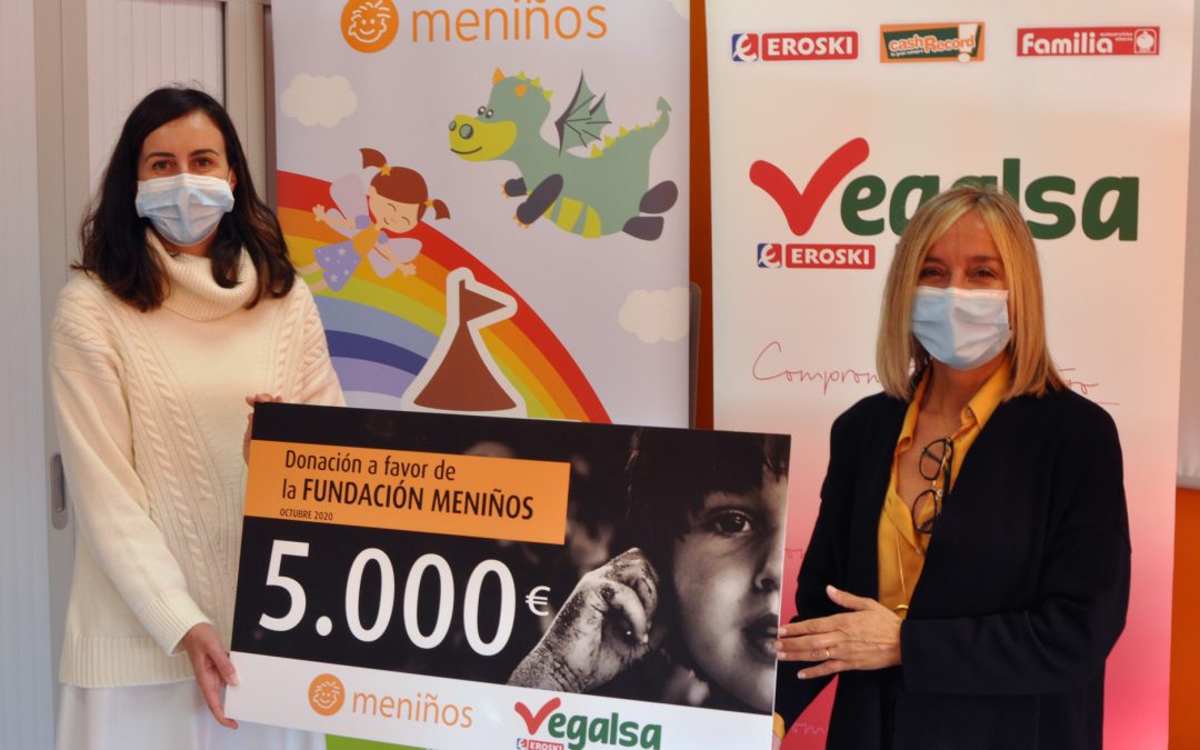 Fundación Meniños recibe donación de Vegalsa-Eroski para familias con niños en situación de vulnerabilidad