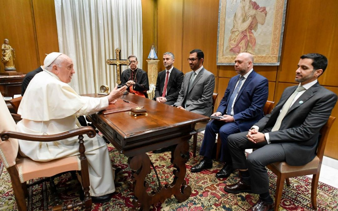 Pope Francis engages with Al Jaber on raising ambition and driving positive outcomes for climate action to advance human progress